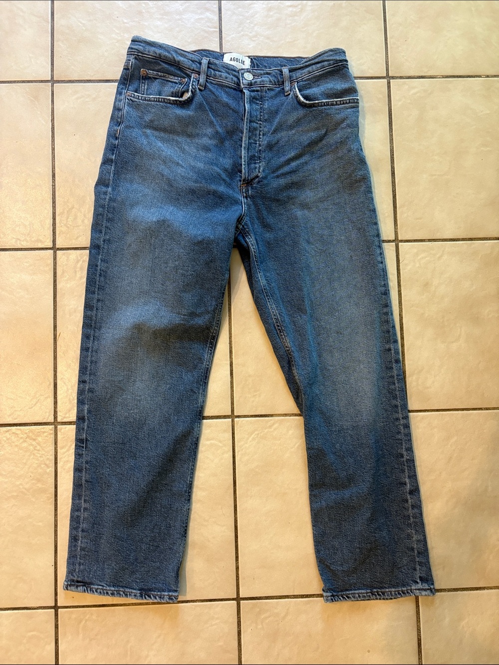 Agolde Women's 90s Pinch Waist Crop Cotton Jeans - Blue